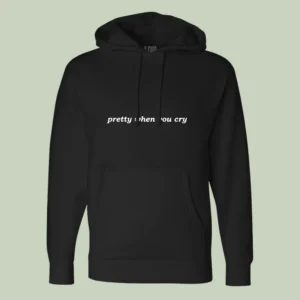 black hoodie with ribbon print